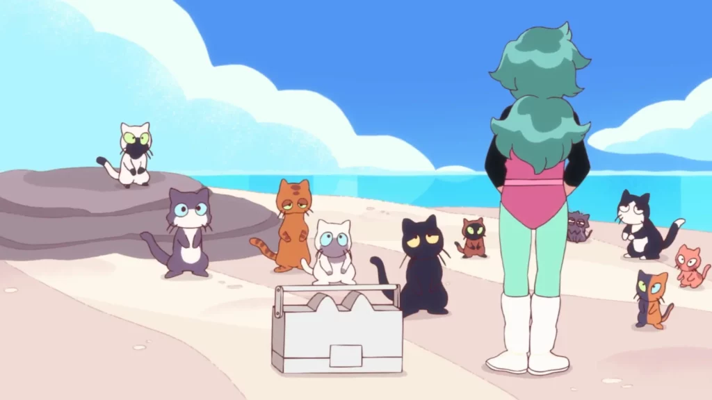 Хауэл на пляже с котиками занимается аэробикой